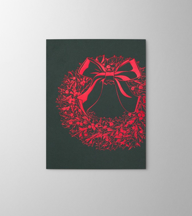 Hieronymus Greetingcards Christmas Greeting Card Ilex Wreath Dark Green A005906 