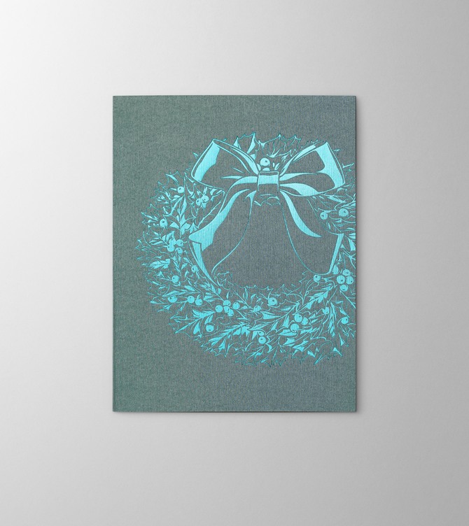 Hieronymus Greetingcards Christmas Greeting Card Ilex Wreath Aqua Silver A005907 A5.jpg
