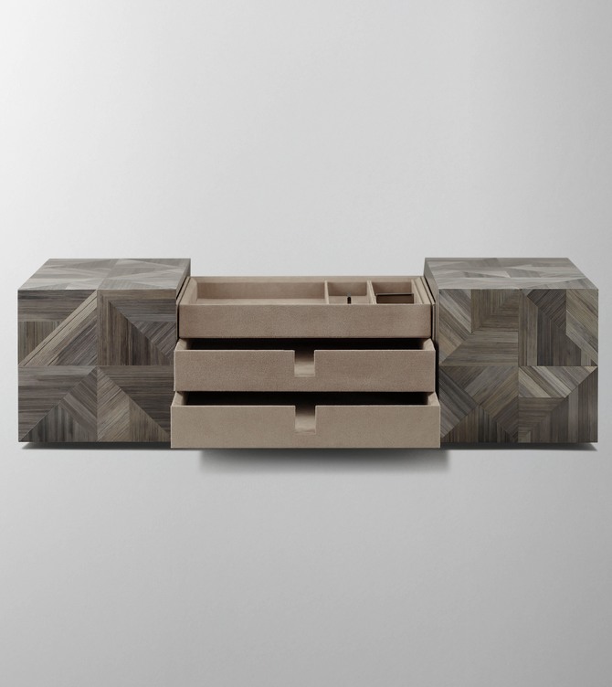 Hieronymus Writingfurniture Desk Secretary Large Straw Marquetry Anthracite A005880 