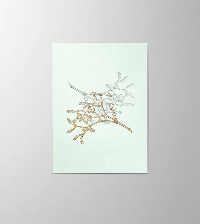 Hieronymus Christmas Greeting Card Twisted Mistletoes White Green A005690 A5