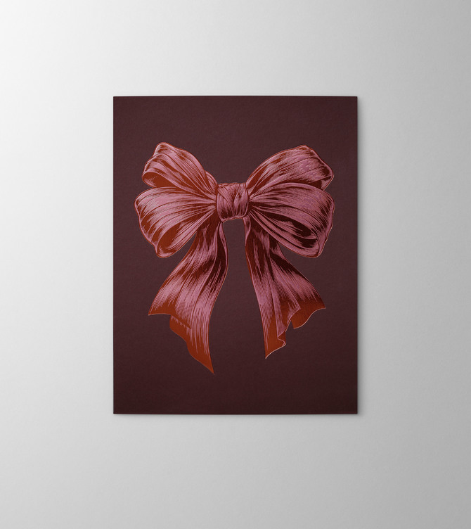 Hieronymus Greetingcards Christmas Greeting Card Festive Bow Bordeaux A005902 Greeting Card Detailestive Bow Bordeaux