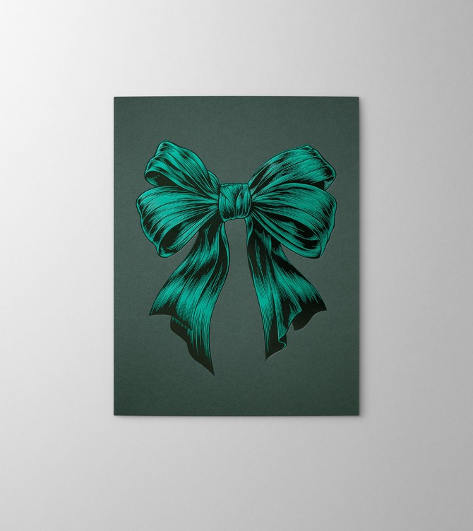 Hieronymus Greetingcards Christmas Greeting Card Festive Bow Dark Green A005903 Greeting Card Detailestive Bow Dark Green