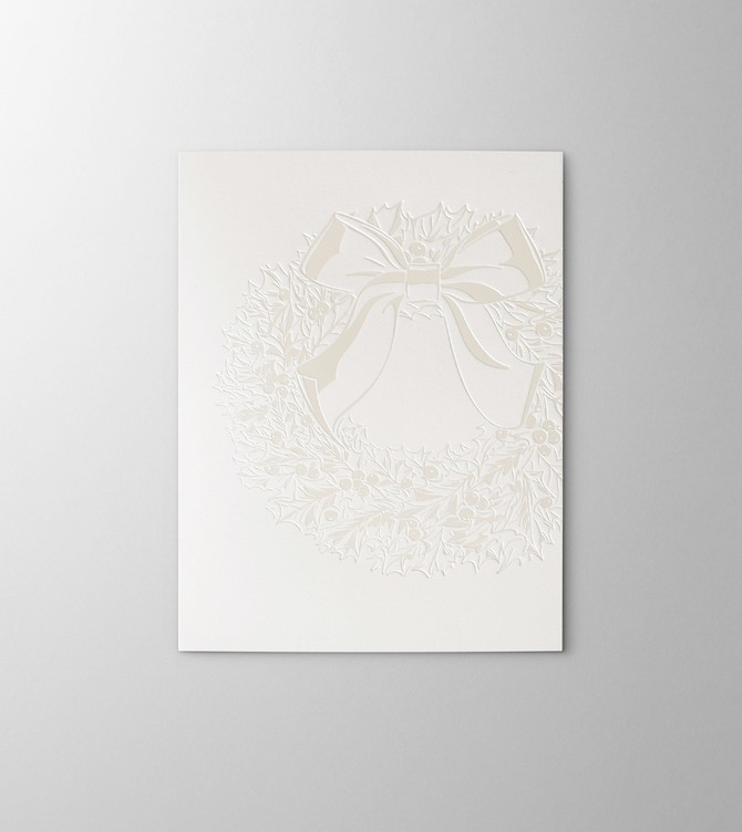 Hieronymus Greetingcards Christmas Greeting Card Ilex Wreath White Cream A005908 