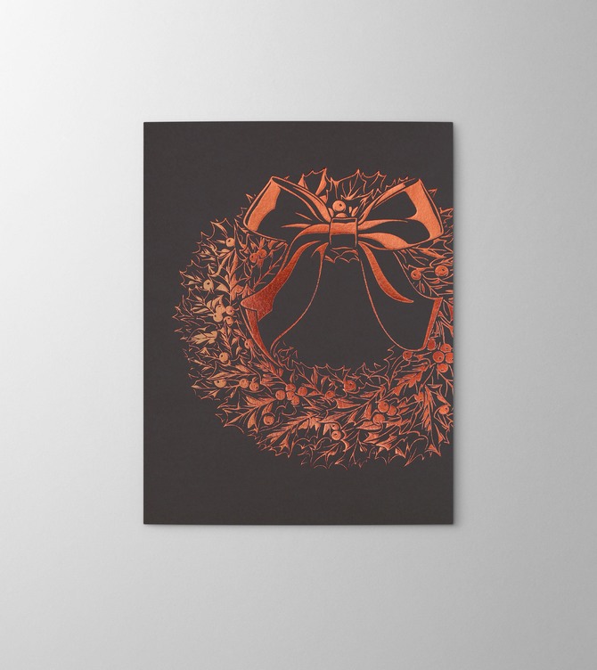 Hieronymus Greetingcards Christmas Greeting Card Ilex Wreath Chocolate A005910 