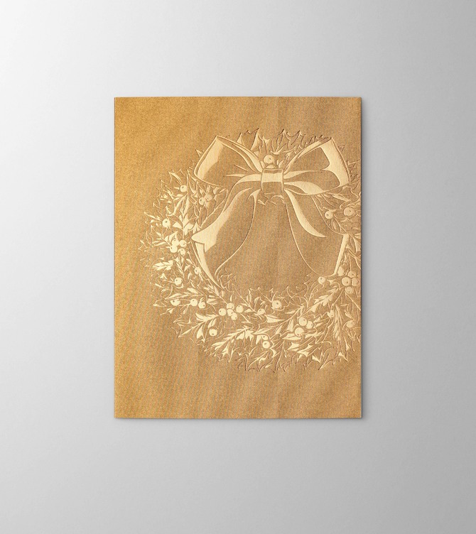 Hieronymus Greetingcards Christmas Greeting Card Ilex Wreath Classic Gold A005911 