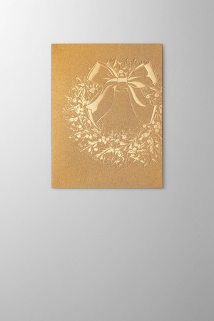 Hieronymus Greetingcards Christmas Greeting Card Ilex Wreath Classic Gold A005911 