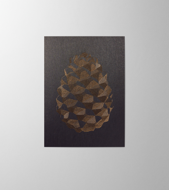 Hieronymus Christmas Greetingcards Greeting Card Pine Cone Black A000623 A5